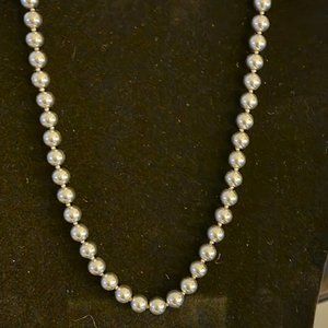 Silver Grey Bead Necklace 7 mm beads